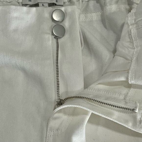 HYFVE HIGH RISE PAPERBAG WAIST COTTON MINI SKIRT IN OFF WHITE NWT WOMEN'S LARGE‎ - Picture 5 of 9